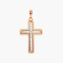 Kreuz Anhänger, Silber 925° vergoldet, Zirkonia, 27 mm
