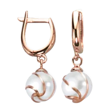 Ohrhänger, Rotgold 585° , Süßwasser-Zuchtperle, 24 mm