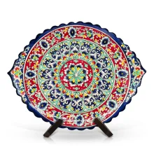 Lagan, geschnitzt, oval, KaraKalam KO3, Rishtan Keramik, 34 х 42 cm