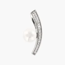 Anhänger, Silber 925°, Zirkonia, Süßwasser-Zuchtperle, 26 mm