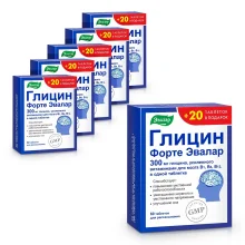 Глицин форте, Эвалар, 80 таблеток х 6 шт. 