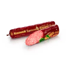 Wurst Serwelat - Konjatschnyj, aus Rind- und Schweinefleisch, Lackmann, 275 g