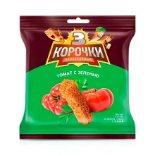 Сухарики ржаные - Три корочки, со вкусом томата и зеленью, 100 г