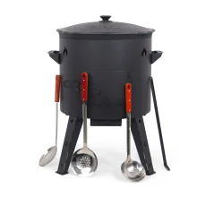 Учаг печь Ø 44 см + чугунный казан 16 л, плоское дно + кухонные принадлежности, узбекский чугунный казан для гриля и плова