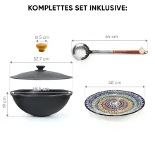 Set - Kasan 22 l + Servierplatte Ø 42 cm + Schaumlöffel 64 cm + Griff für Kasan