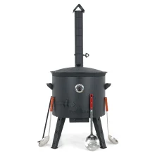 Учаг печь Ø 49 см + чугунный казан 22 л, Ø 52,7 см, круглое дно + кухонные принадлежности, узбекский чугунный казан для гриля и плова