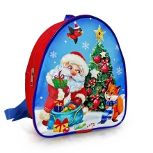 Rucksack für Kinder - Weihnachtsmann und Fuchs, Textil, rot, 20 x 23 cm