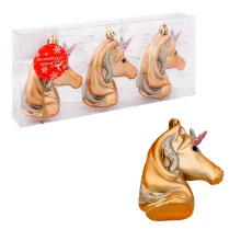 Tannenbaumschmuck - Einhorn, Farbe gold, 3 Stk., 10 х 7 cm