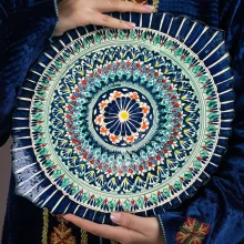 Lagan, geschnitzt, oval, Mehrob M, Rishtan Keramik, Ø 42-35 cm