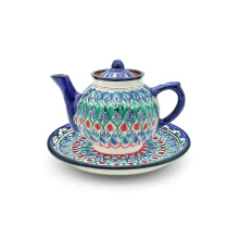 Teekanne, Teller Ø 15 cm - Mehrob blau - MSV1 - Rischtan Keramik