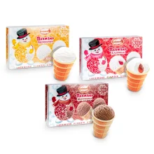 Probierpaket Eis im Waffelbecher - Plombir, Lackmann, 3 х 390 g Probierpaket Eis im Waffelbecher - Plombir, Lackmann, 3 х 390 g