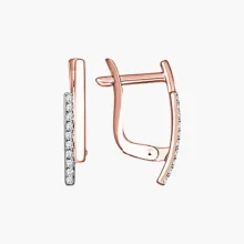 Ohrringe, Rotgold 585°, Zirkonia, englischer Verschluss, 18 mm