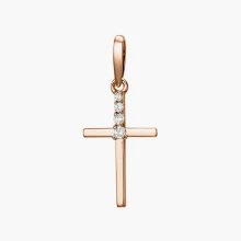 Kreuz Anhänger, Rotgold 585°, Zirkonia, 26 mm