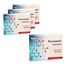 Folsäure mit Vitamin B6 + B12, Pharmgrupp, 50 Tabletten х 4