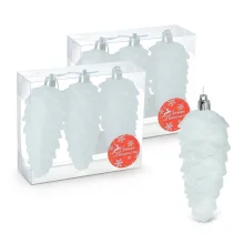 Weihnachtsbaumschmuck-Set - Zapfen, weiß, Kunststoff, 3 Stk. х 2