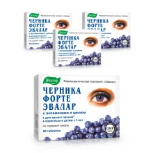 Черника форте с витаминами и цинком, Эвалар, 50 таблеток х 4 шт.