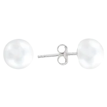 Серьги гвоздики, серебро 925°, культивированный натуральный жемчуг
