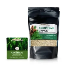 Набор - Хвойный, скраб для тела + мыло, AROMA'Saules
