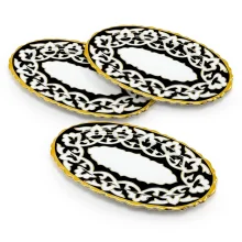 Ovale Platte Pahta Gul, mit Gold, 23 × 14,4 cm, 3-tlg.