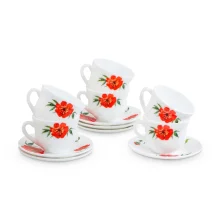 Teeservice - Samtrose, Glaskeramik, 12-tlg