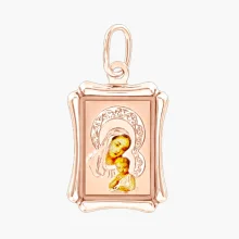Ikone - Anhänger, Rotgold 585°, Emaille, 28 mm