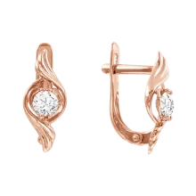 Ohrringe, Rotgold 585°, Swarovski Kristall, englischer Verschluss, 15 mm