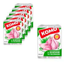 Сырок -  С зеленью и чесноком, плавленый, 40 % жирности, Комо, 6 х 75 г