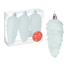 Weihnachtsbaumschmuck-Set - Zapfen, weiß, Kunststoff, 3 Stk.