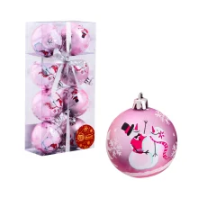 Weihnachtsbaumkugeln - Schneemänner, Kunststoff, rosa, Ø 6 cm, 8 Stk.