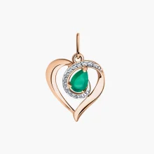 Anhänger, Rotgold 585°, Zirkonia, Achat, 20 mm