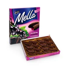 Fruchtgelee - Mella, mit schwarze Johannisbeerengeschmack, in Schokolade, 190 g    