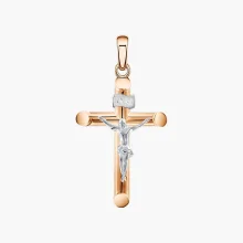 Kreuz Anhänger, Rot- / Weißgold 585°, 27 mm 0,79 gr