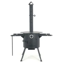 Feuerofen Utschak Ø 36 cm mit Abzugsrohr, für Kasan 10 L, Thermometer, Ablagetischen, Ofenplatte