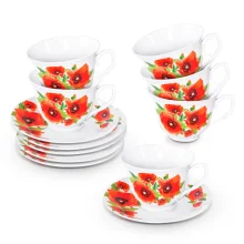 Teeservice - Mohnblumen, 12-teilig, Geschenkverpackung