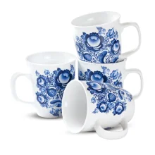 Кружка - Гжель, фарфор, 4 шт., 400 мл