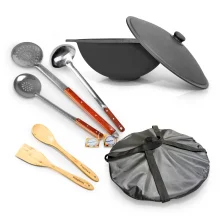 Казан чугунный, алюминиевая крышка,плоское дно, Ø 46,5 см, 16 л + аксессуары