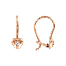 Kinderohrringe, Rotgold 585°, Zirkonia, französischer Verschluss, 13 mm