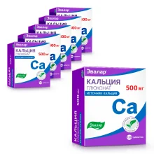 Кальция глюконат, Эвалар, 120 таблеток х 6 шт.