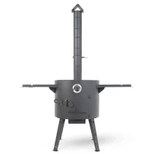 Feuerofen Utschak Ø 40 cm mit Abzugsrohr, für Kasan 12 L, Thermometer, Ablagetischen,