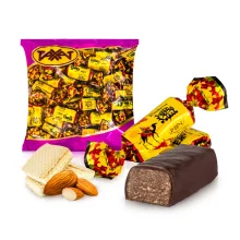 Конфеты шоколадные - Алтын кум, с миндалем и хрустящей вафельной крошкой