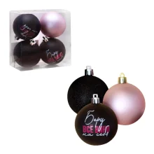 Weihnachtskugeln - Ich nehme den ganzen Wein auf mich, Kunststoff, Ø 6 cm, 4 Stk.