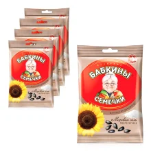 Семечки жареные - Бабкины, с морской солью, 5 х 100 г
