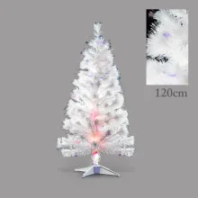 Weihnachtsbaum weiß, flauschig, mit LED Glasfaser, 120 cm