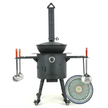 Set-Feuerofen mit Rohr Ø40cm+Kasan,Ø42,5cm,12+Thermometer+Rollen+Herdplatte+Ablagetisch+Lagan Ø37 cm+Schaumlöffel+Schöpfkelle+Griff+Zahnstocherspender