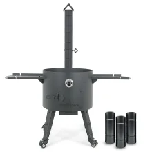 Feuerofen Utschak Ø 49 cm mit Abzugsrohr, für Kasan 22 L ,Thermometer, Transportrollen, Ablagetischen,