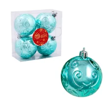 Weihnachtskugeln - Sternchen, Kunststoff, türkis, Ø 6 cm, 4 Stk.