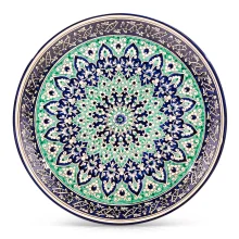 Lagan - KaraKalam blau-grün, Rischtan Keramik, Ø 37 cm