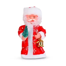 Figur - Weihnachtsmann, im roten Pelzmantel mit Weihnachtsbaum, 17 cm