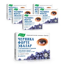 Черника форте с витаминами и цинком, Эвалар, 50 таблеток х 6 шт.