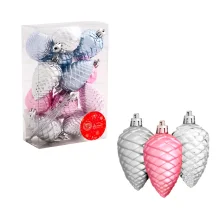 Weihnachtsbaumschmuck-Set - Zapfe, Mix, Kunststoff, 6 cm, 12 Stk.